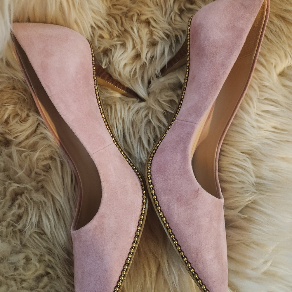 Coach Pink Suede Heels with Gold Studs😍 - Picture 5 of 6
